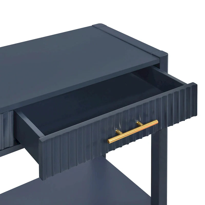 Console Table with Three Vertical Stripe Drawers and Long Legs