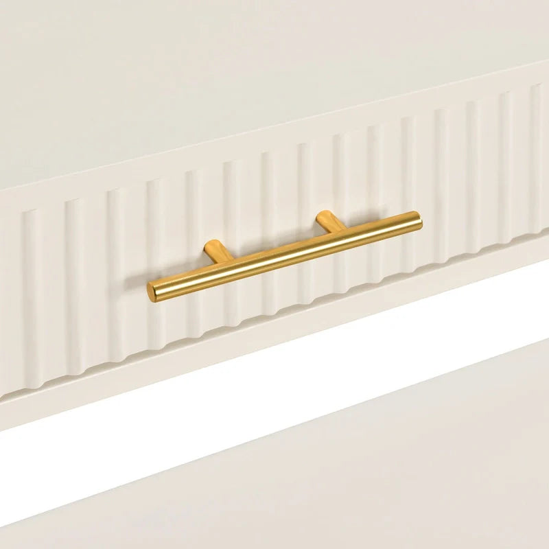 Console Table with Three Vertical Stripe Drawers and Long Legs