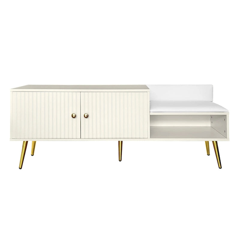 Modern Shoe Storage Bench with Hidden Storage and Upholstered Cushions for Bedside, Living Room and Entryway