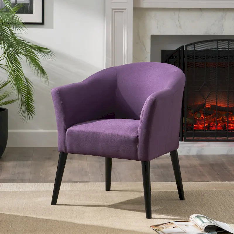 Fabric Upholstered Armchair with Black Birch Wood Legs