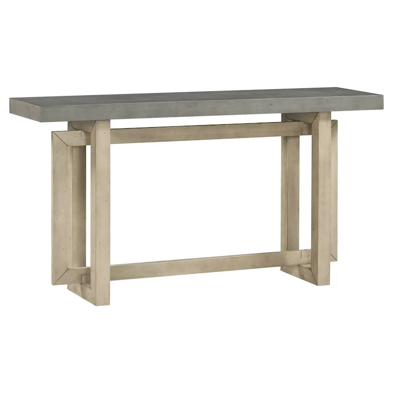 Concrete-Style Console Table with Pine Wood Frame