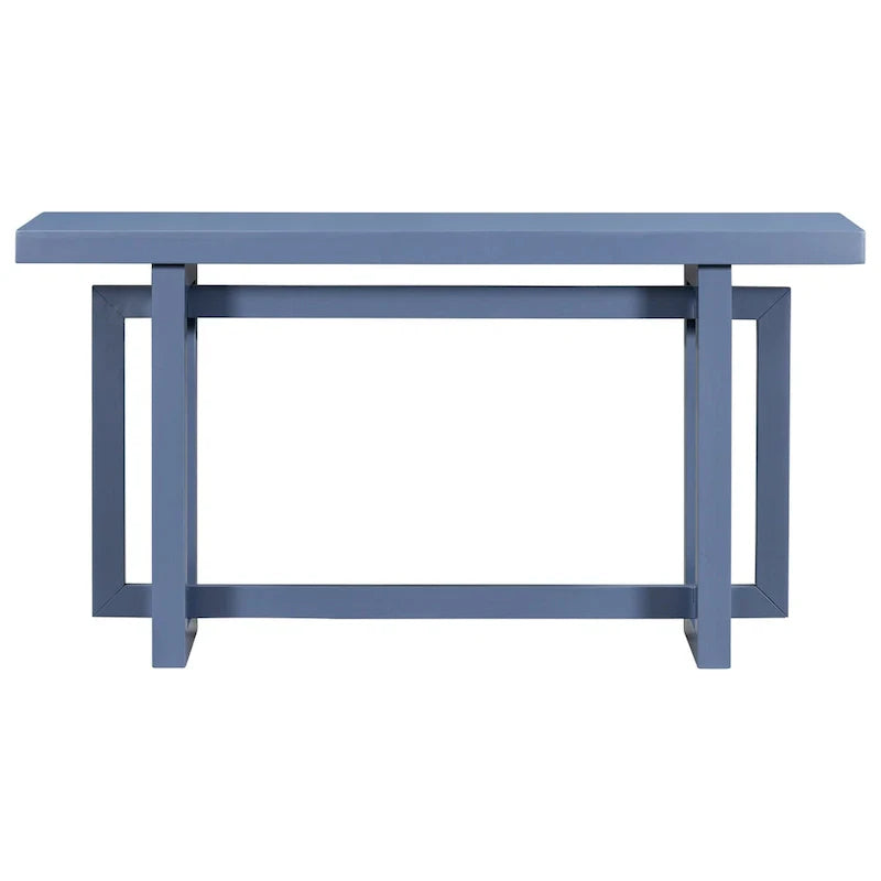 Concrete-Style Console Table with Pine Wood Frame