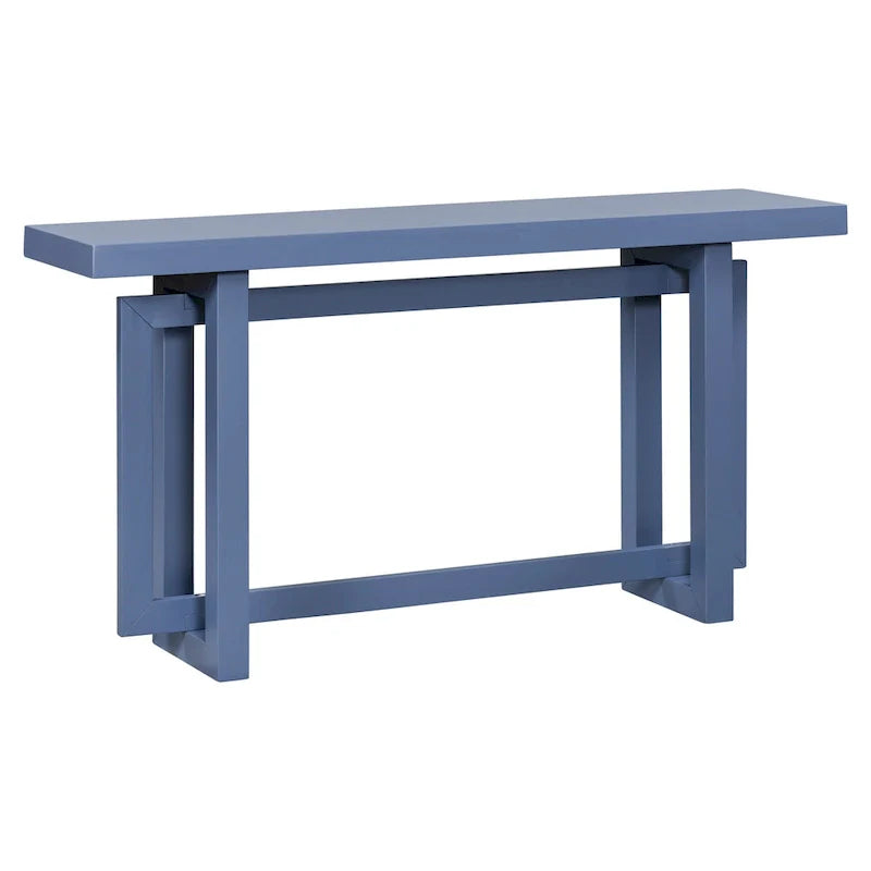 Concrete-Style Console Table with Pine Wood Frame
