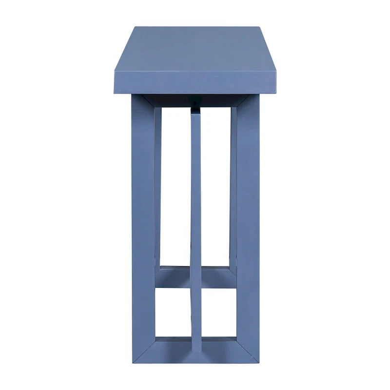 Concrete-Style Console Table with Pine Wood Frame