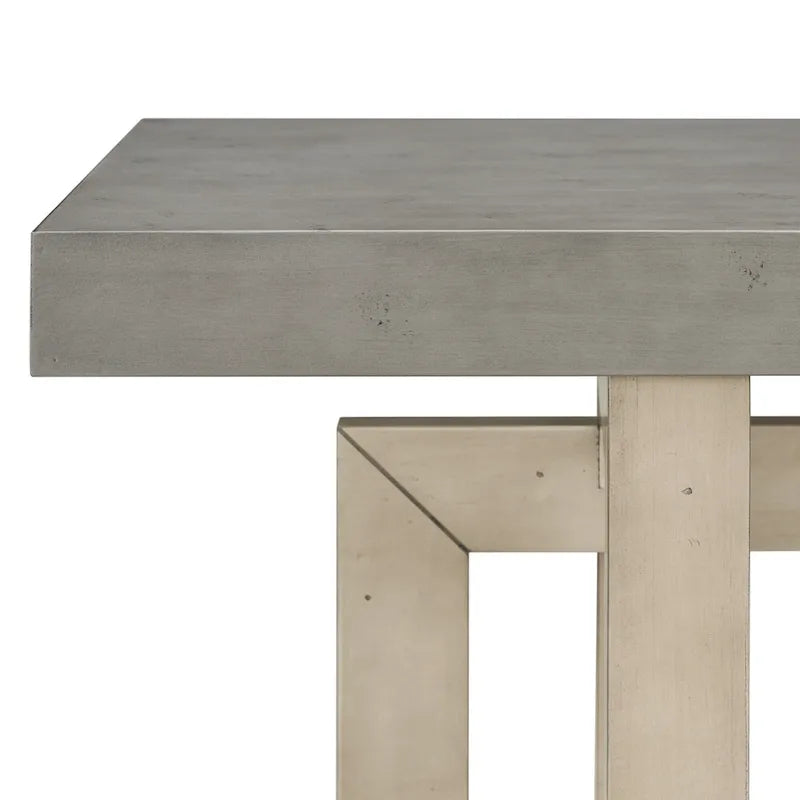 Concrete-Style Console Table with Pine Wood Frame