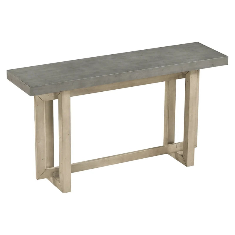 Concrete-Style Console Table with Pine Wood Frame