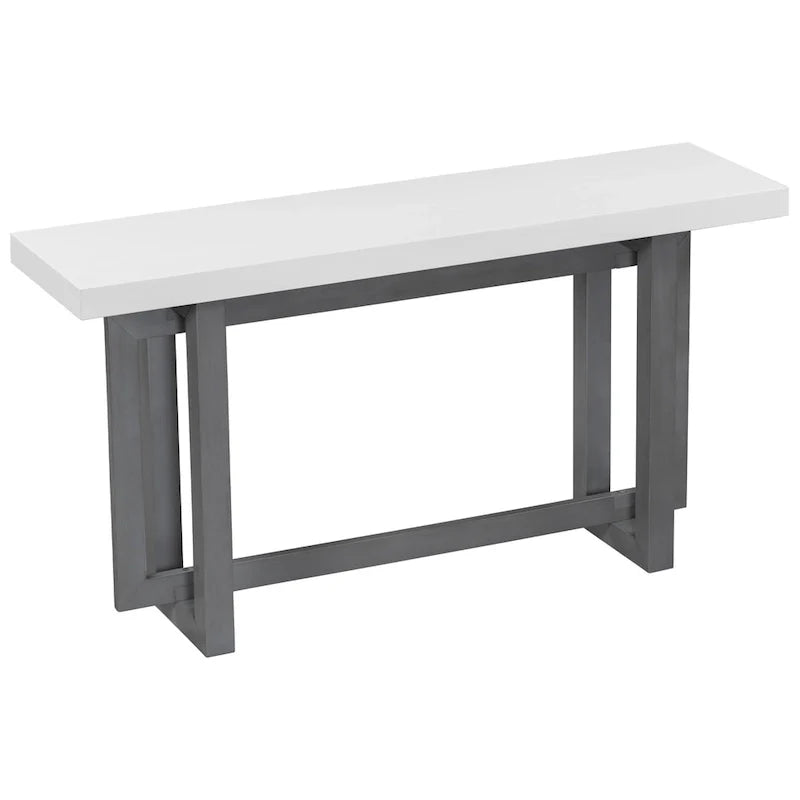 Concrete-Style Console Table with Pine Wood Frame