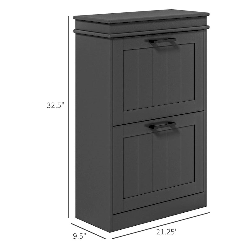 Shoe Cabinet for Entryway, Narrow Shoe Rack Storage Organizer with 2 Flip Drawers and Adjustable Shelves for 10 Pairs of Shoes