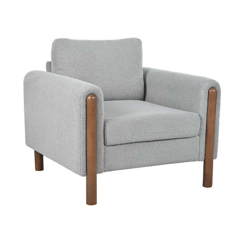 Oversized Teddy Velvet Accent Chair with Walnut Legs