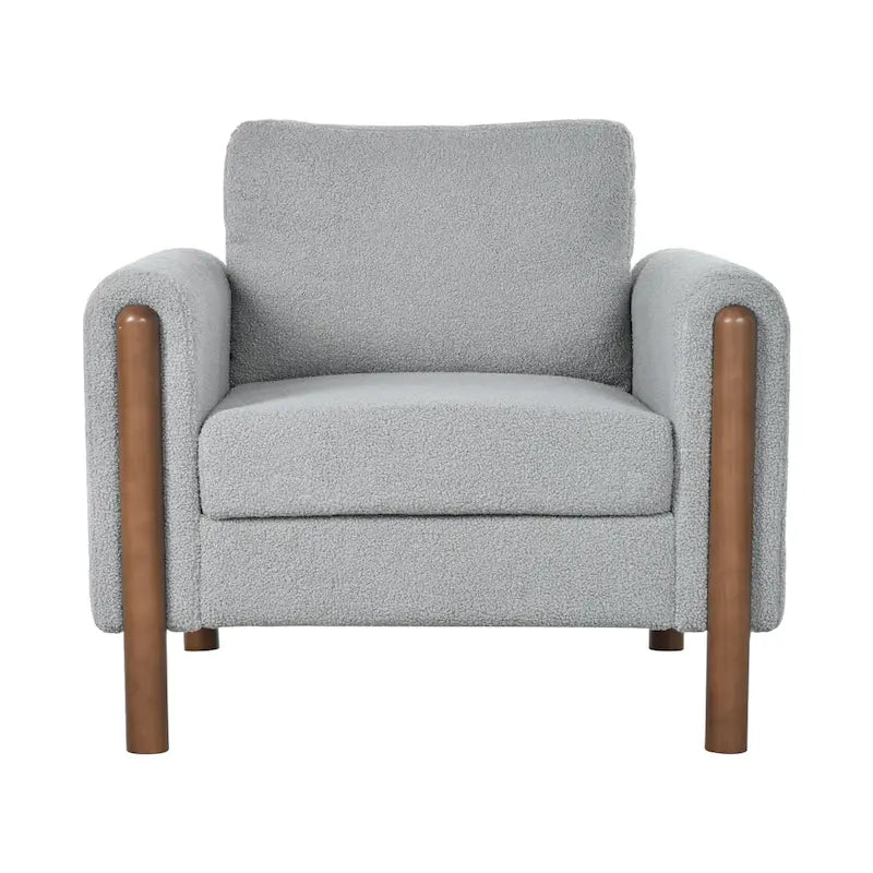 Oversized Teddy Velvet Accent Chair with Walnut Legs