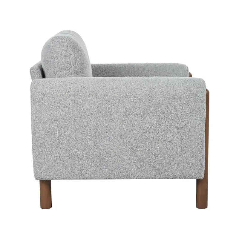 Oversized Teddy Velvet Accent Chair with Walnut Legs