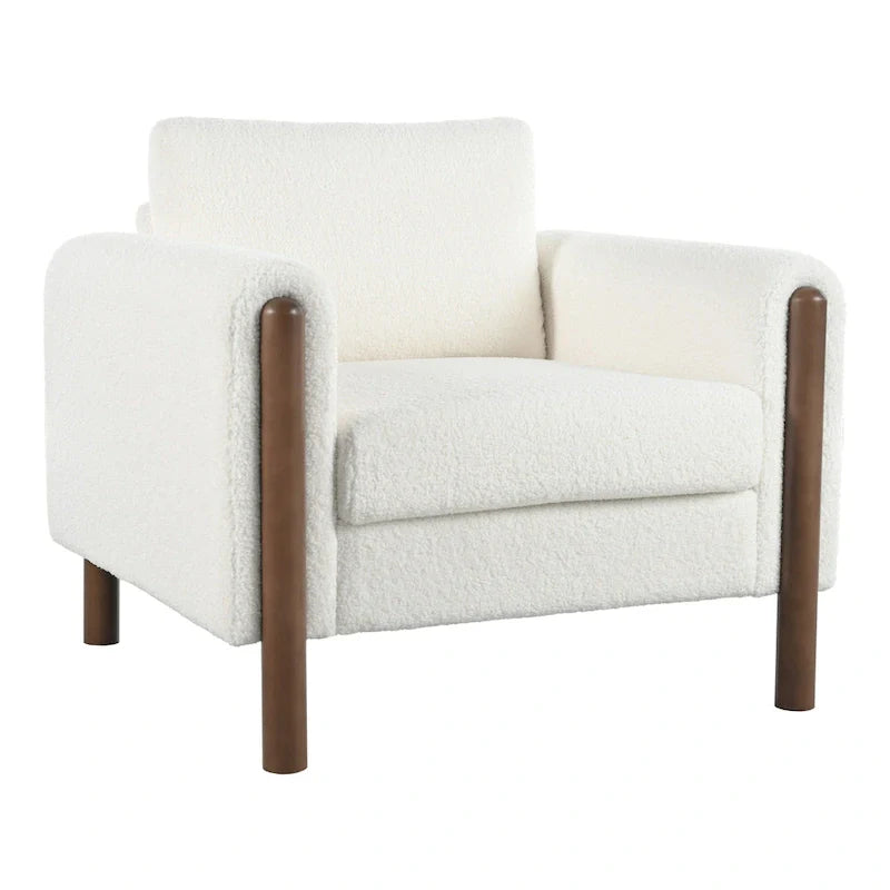 Oversized Teddy Velvet Accent Chair with Walnut Legs