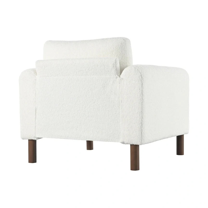 Oversized Teddy Velvet Accent Chair with Walnut Legs