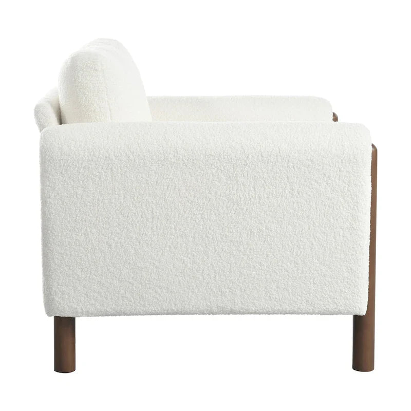 Oversized Teddy Velvet Accent Chair with Walnut Legs