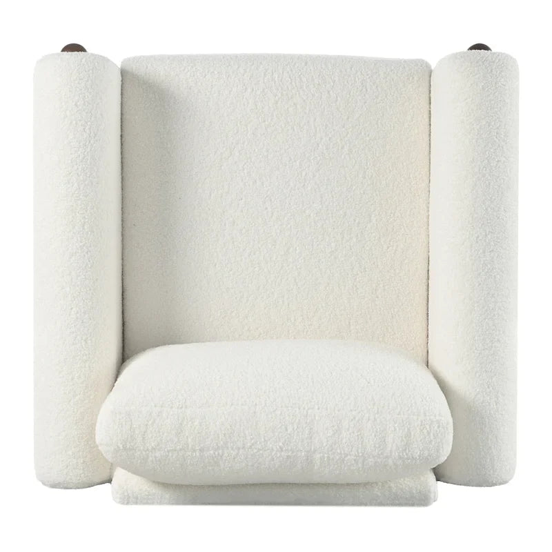 Oversized Teddy Velvet Accent Chair with Walnut Legs