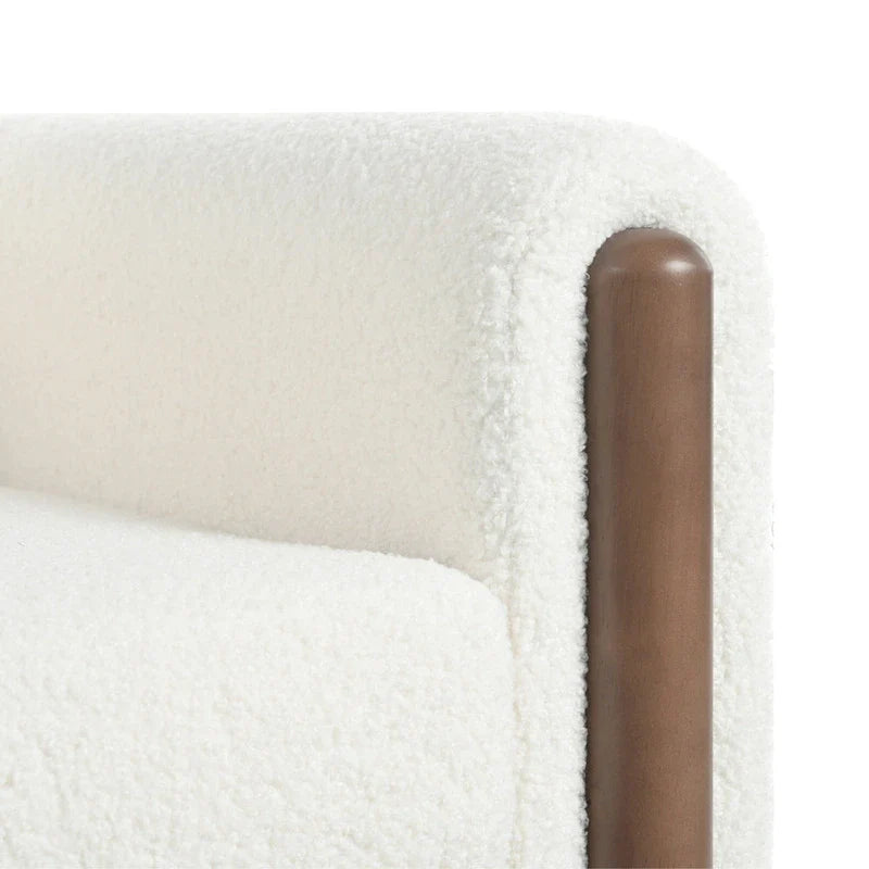 Oversized Teddy Velvet Accent Chair with Walnut Legs