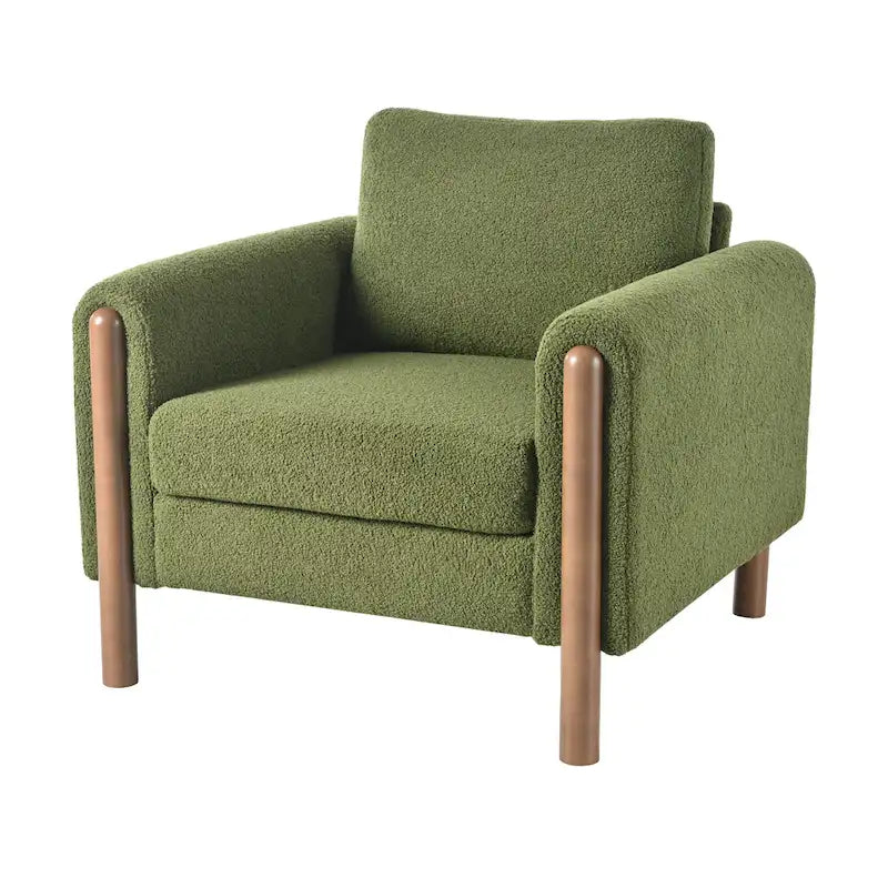 Oversized Teddy Velvet Accent Chair with Walnut Legs