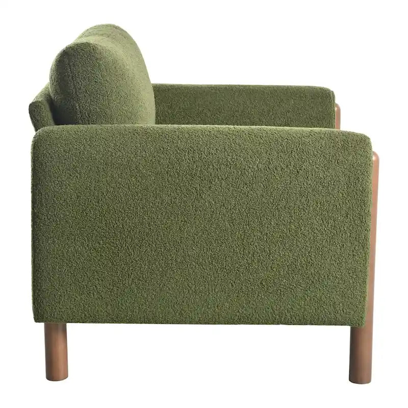 Oversized Teddy Velvet Accent Chair with Walnut Legs