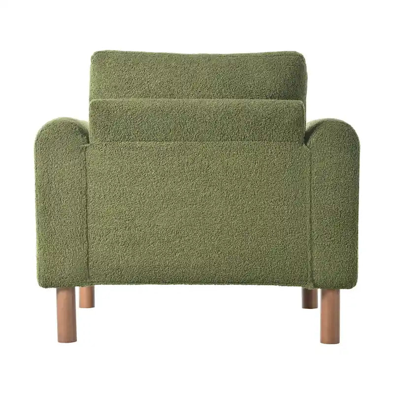 Oversized Teddy Velvet Accent Chair with Walnut Legs