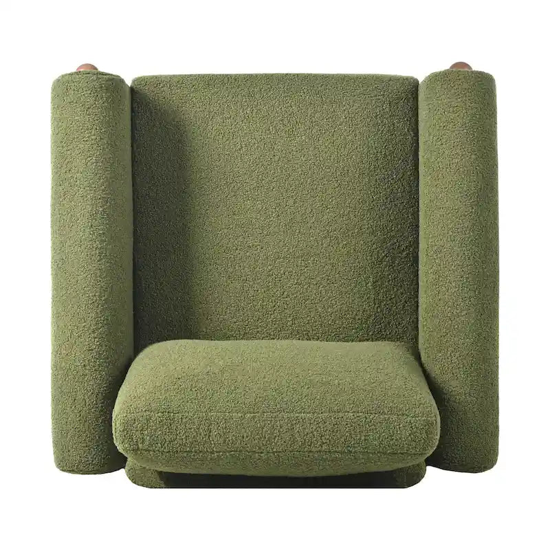 Oversized Teddy Velvet Accent Chair with Walnut Legs