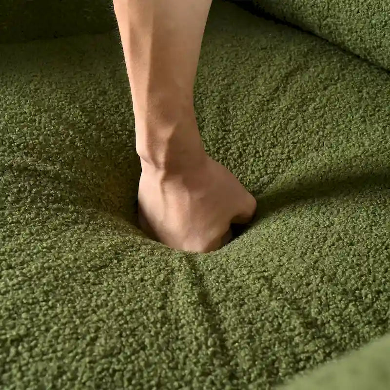 Oversized Teddy Velvet Accent Chair with Walnut Legs