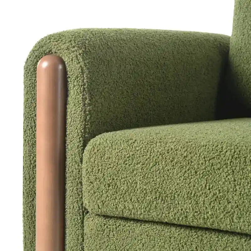 Oversized Teddy Velvet Accent Chair with Walnut Legs