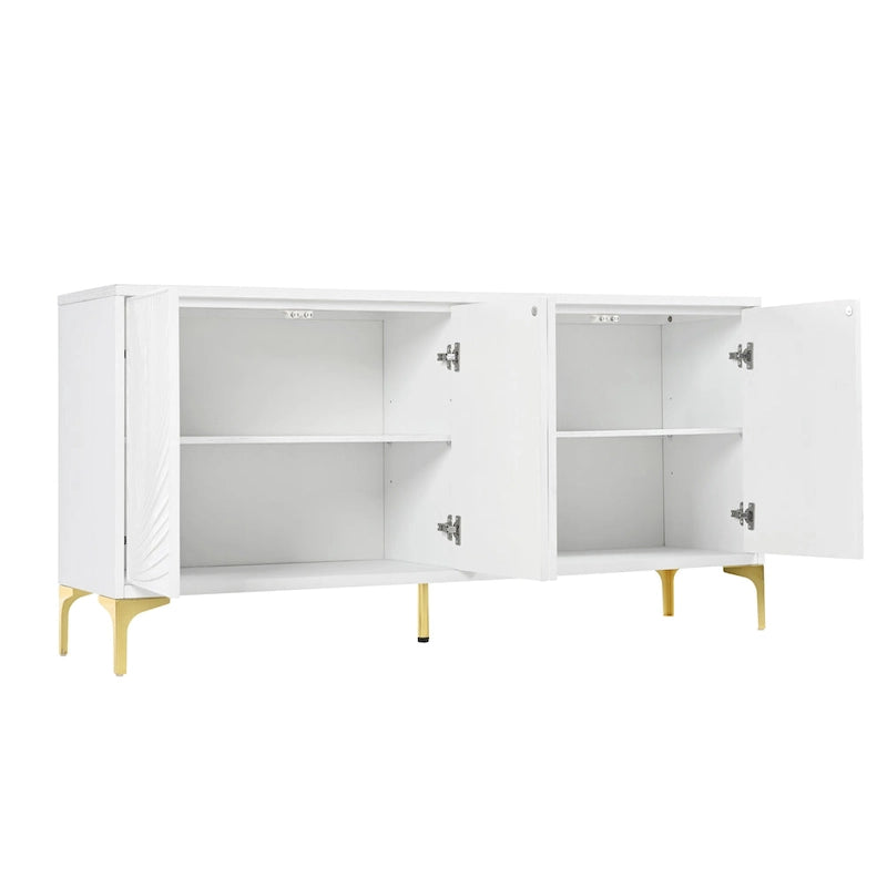 Multi-Functional Storage Cabinet,Four-Door Sideboard with unique texture,Adjustable Shelves