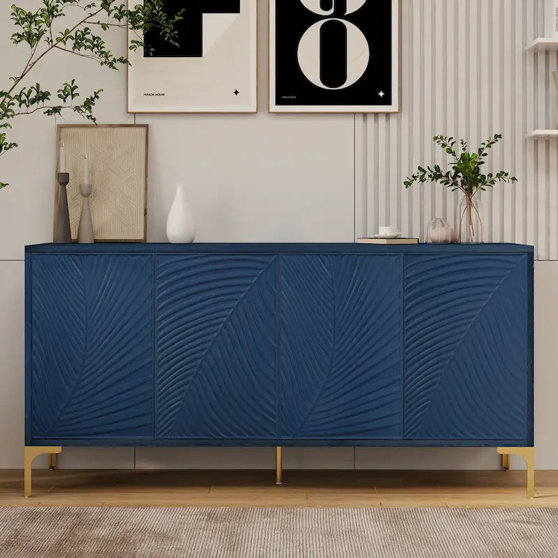 Multi-Functional Storage Cabinet,Four-Door Sideboard with unique texture,Adjustable Shelves