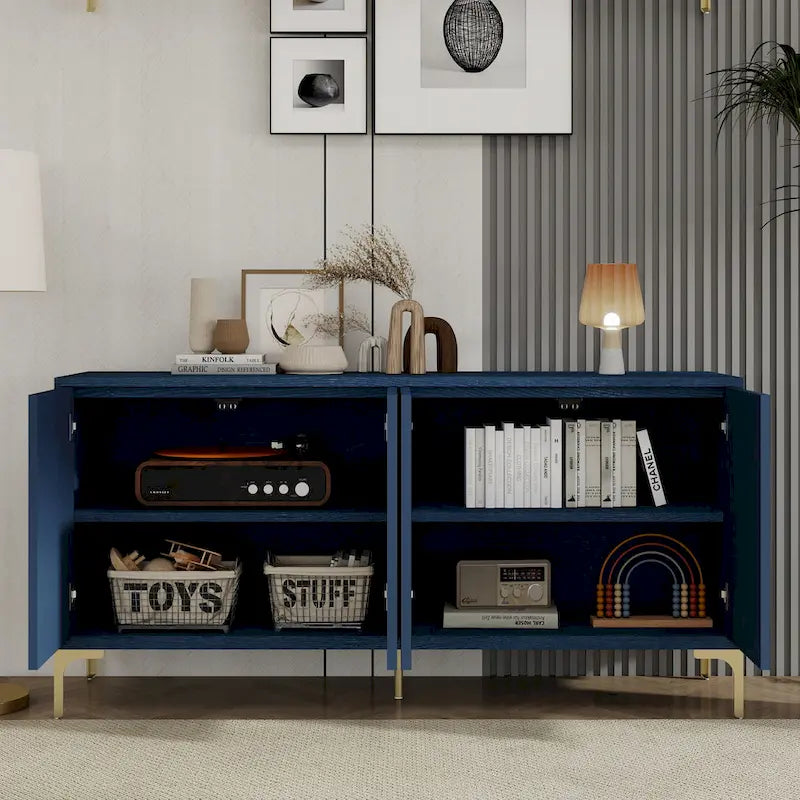 Multi-Functional Storage Cabinet,Four-Door Sideboard with unique texture,Adjustable Shelves
