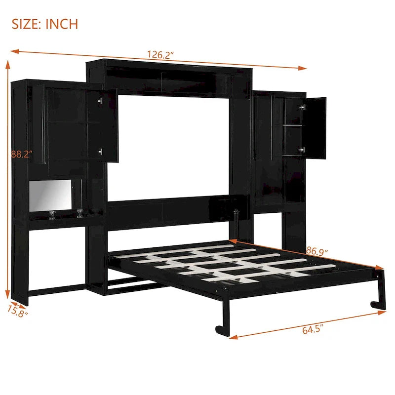 Queen Murphy Wall Bed with Desk and Vanity