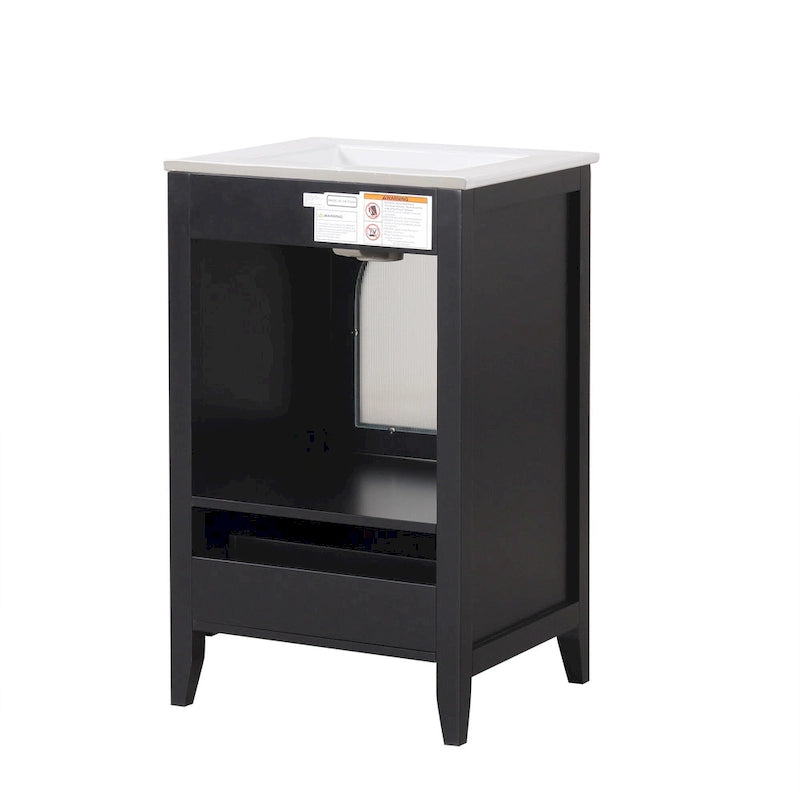 20 Inch Bathroom Vanity With Sink Combo, Modern Bathroom Vanity, Compact Space Bathroom Cabinet With Glass Door, Drawer