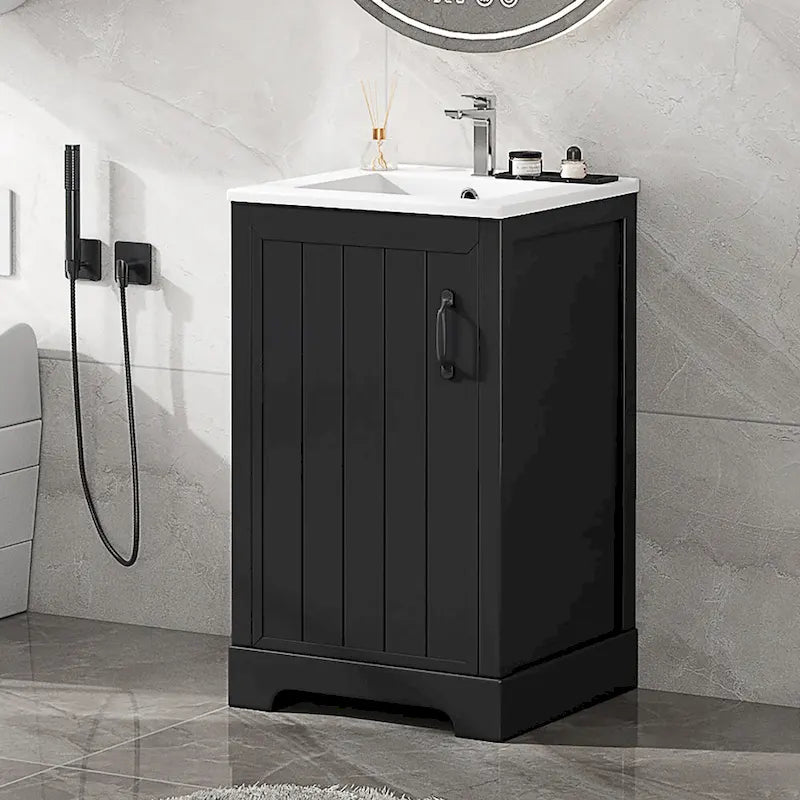 20 Bathroom Vanities Cabinet With Ceramic Sink Combo Set, Modern Bathroom Sink Cabinet With Soft Closing Door