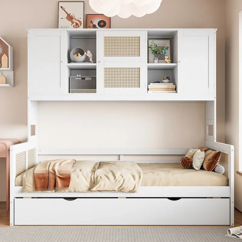 Wooden Daybed with Trundle and Storage Cabinet - Twin/Full Size
