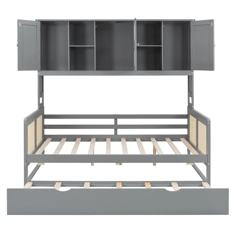 Wooden Daybed with Trundle and Storage Cabinet - Twin/Full Size