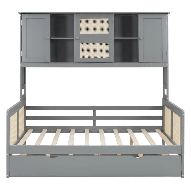 Wooden Daybed with Trundle and Storage Cabinet - Twin/Full Size
