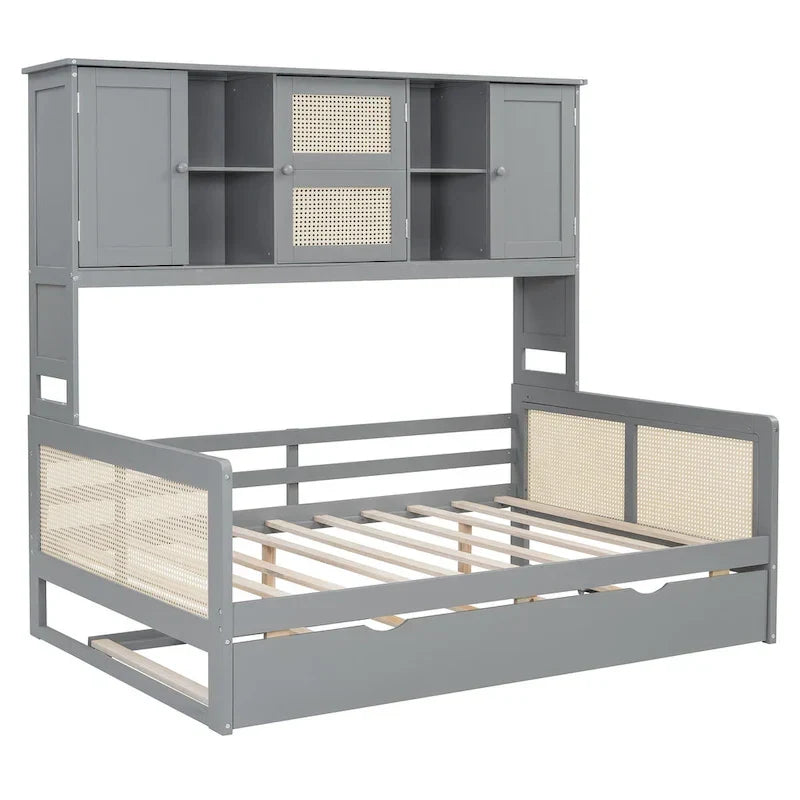 Wooden Daybed with Trundle and Storage Cabinet - Twin/Full Size