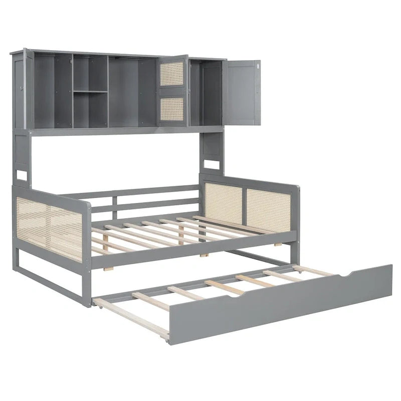 Wooden Daybed with Trundle and Storage Cabinet - Twin/Full Size