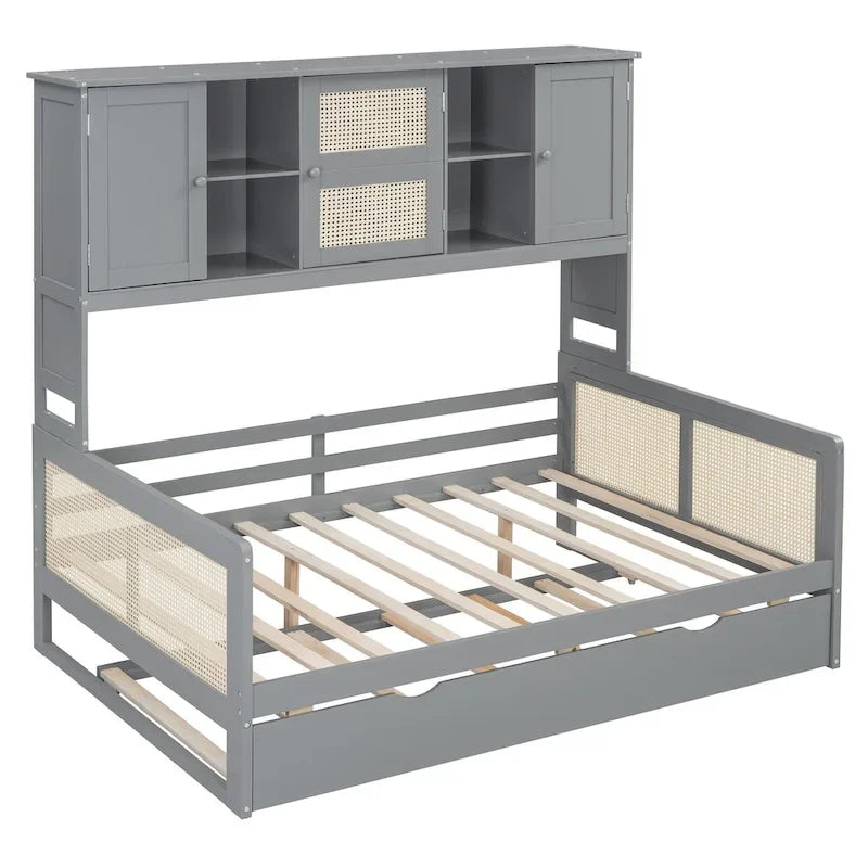 Wooden Daybed with Trundle and Storage Cabinet - Twin/Full Size
