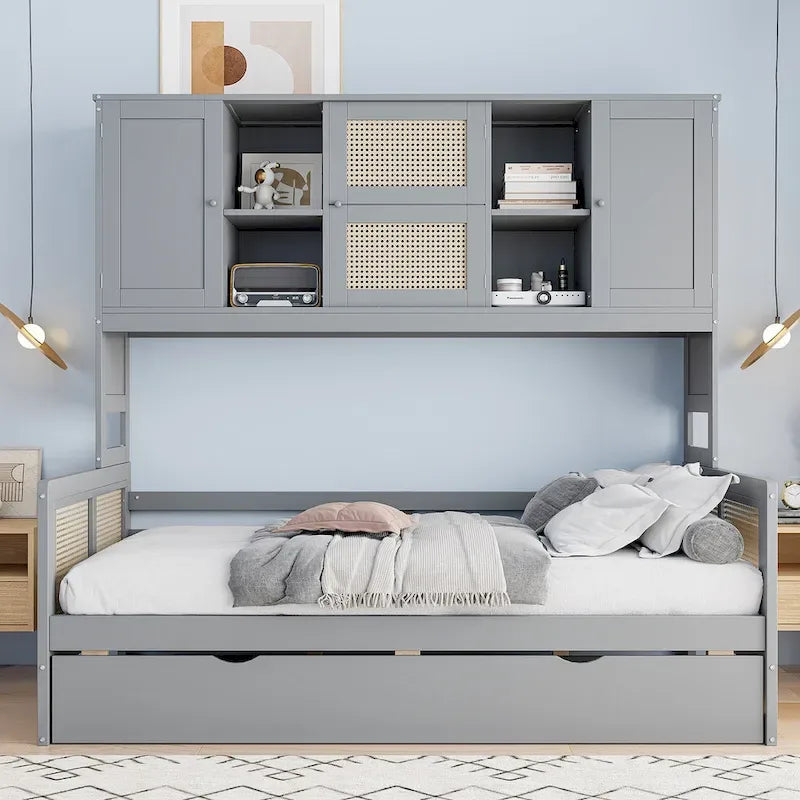 Wooden Daybed with Trundle and Storage Cabinet - Twin/Full Size
