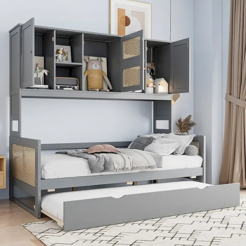 Wooden Daybed with Trundle and Storage Cabinet - Twin/Full Size