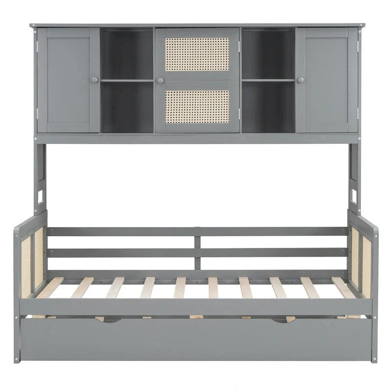 Wooden Daybed with Trundle and Storage Cabinet - Twin/Full Size