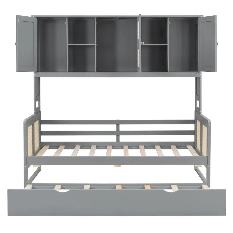 Wooden Daybed with Trundle and Storage Cabinet - Twin/Full Size