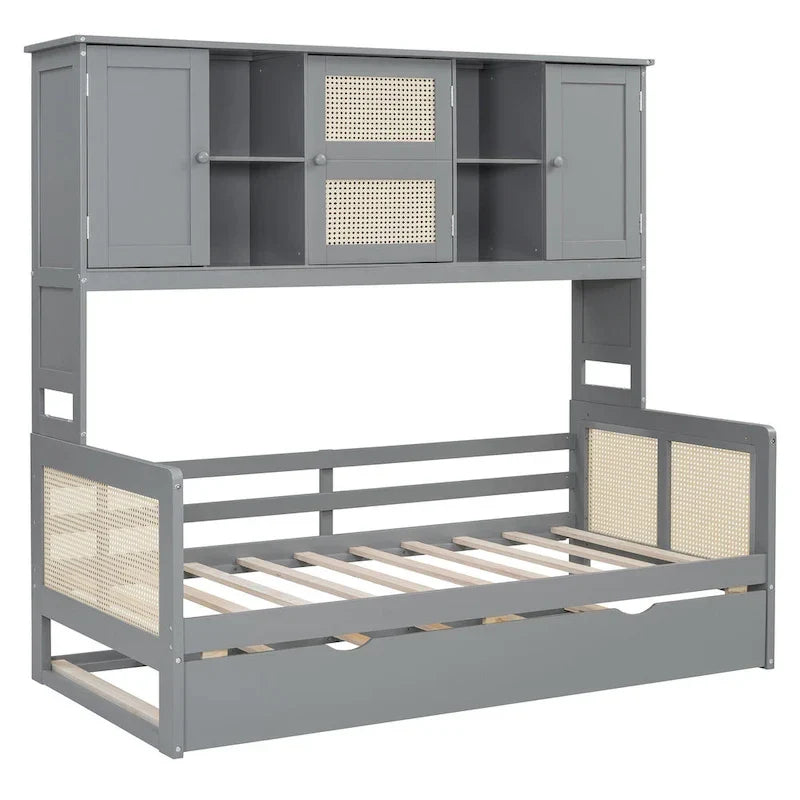 Wooden Daybed with Trundle and Storage Cabinet - Twin/Full Size