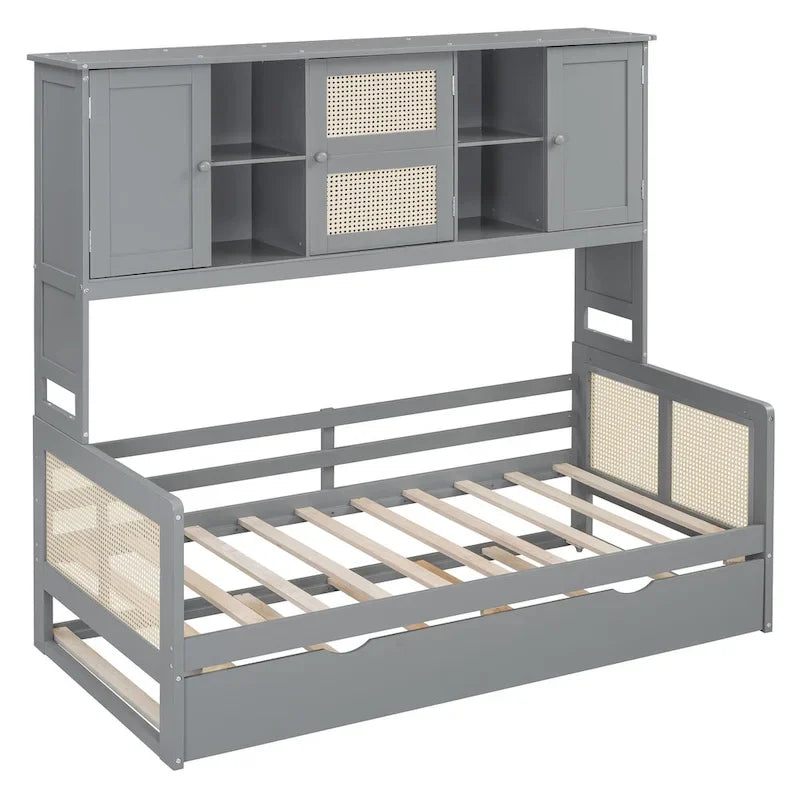 Wooden Daybed with Trundle and Storage Cabinet - Twin/Full Size