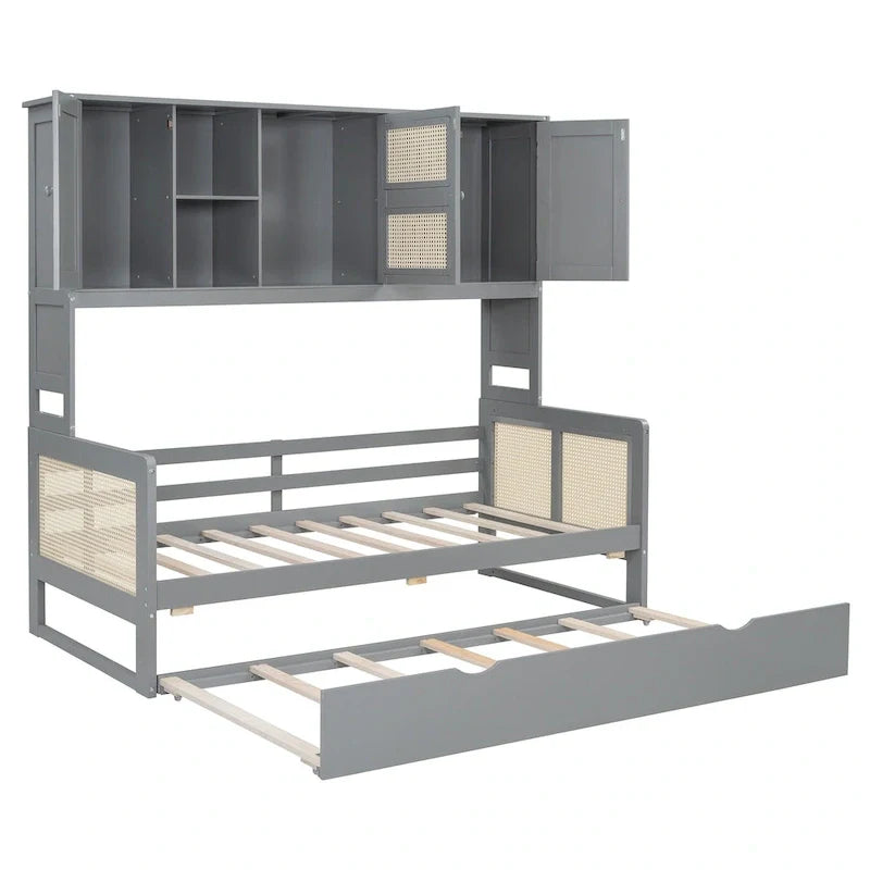 Wooden Daybed with Trundle and Storage Cabinet - Twin/Full Size
