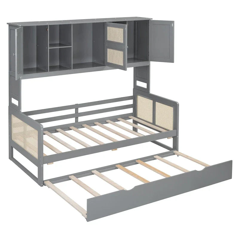 Wooden Daybed with Trundle and Storage Cabinet - Twin/Full Size
