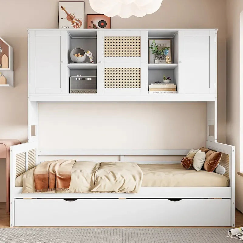 Wooden Daybed with Trundle and Storage Cabinet - Twin/Full Size