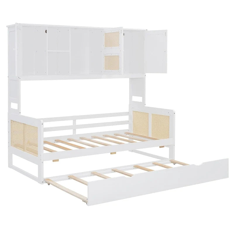 Wooden Daybed with Trundle and Storage Cabinet - Twin/Full Size