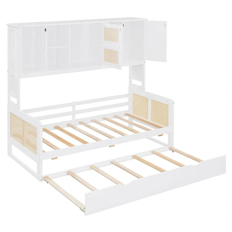 Wooden Daybed with Trundle and Storage Cabinet - Twin/Full Size