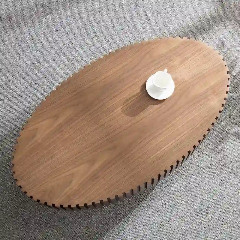 Round Coffee Table with Pedestal Base and Natural Ash Grain